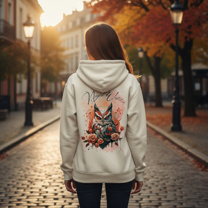 Bequemer Damen Organic Hoodie mit intensivem Dark-Art-Motiv und weicher Innenseite.