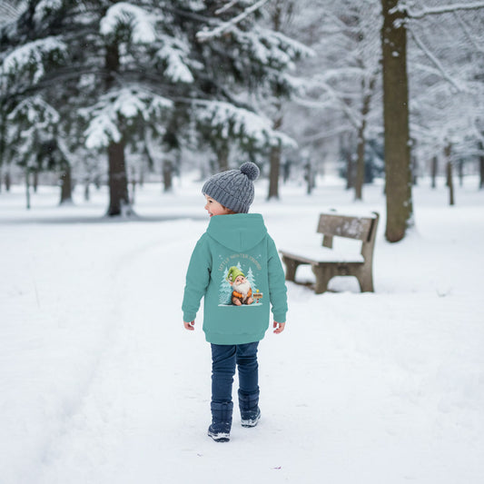 Little Winter Friend – Kinder Organic Hoodie mit Wichtelmotiv