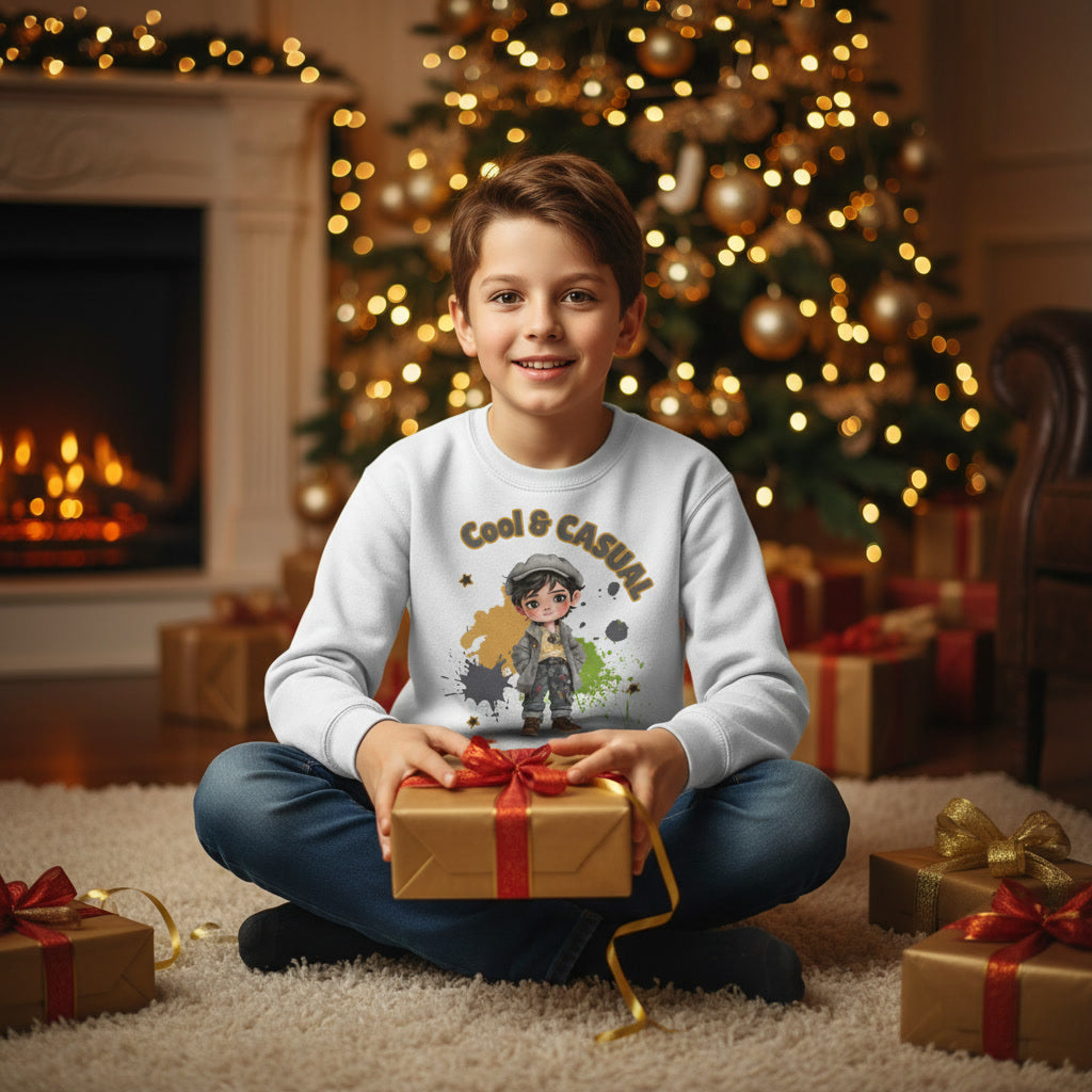 Boys Sweatshirt Cool & Casual – Jungen Pullover mit Direktdruck, Herbst Sweater im Streetstyle Look