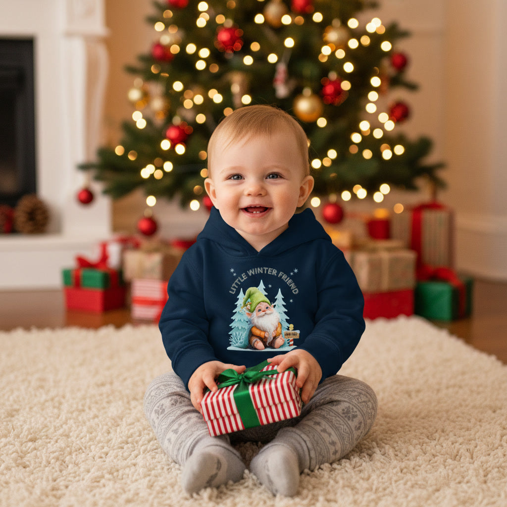 Little Winter Friend – Baby Organic Hoodie mit Wichtel