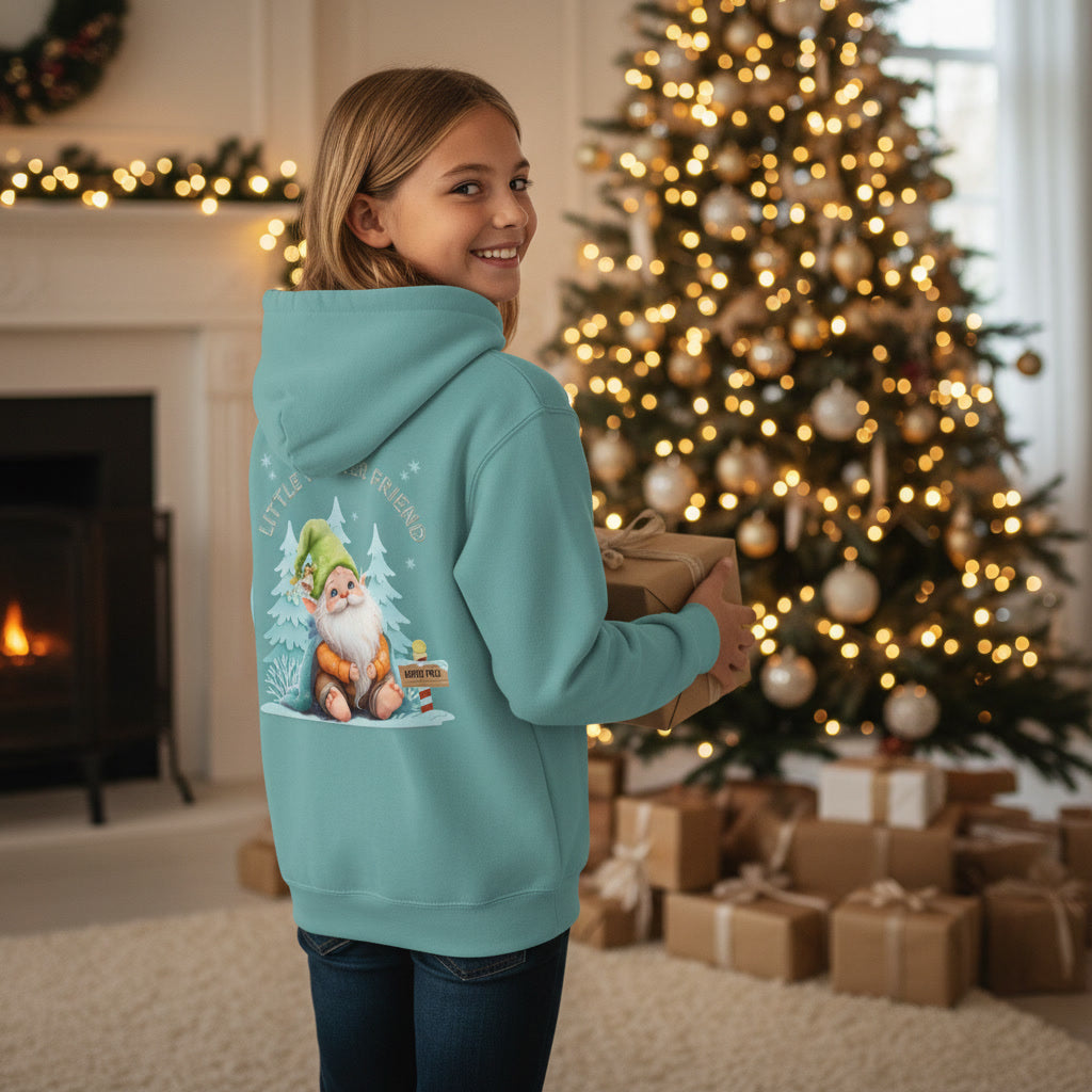 Little Winter Friend – Kinder Organic Hoodie mit Wichtelmotiv