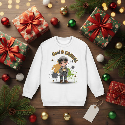 Boys Sweatshirt Cool & Casual – Jungen Pullover mit Direktdruck, Herbst Sweater im Streetstyle Look