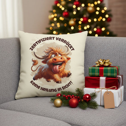 Hochwertiger Kissenbezug Größe: 40 x 40 cm, Naturfarben, Geschenkidee für Humorliebhaber