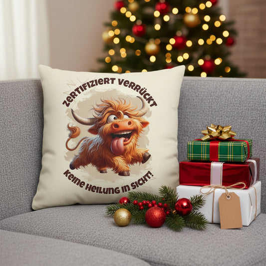 Hochwertiger Kissenbezug Größe: 40 x 40 cm, Naturfarben, Geschenkidee für Humorliebhaber