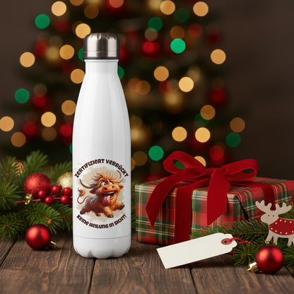 Thermoflasche Zertifiziert verrückt – Edelstahl Trinkflasche mit Spruchmotiv, 500 ml