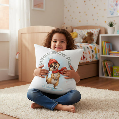 Milow Snow Play – Kuschelkissen 40×40 cm für Kinder mit liebevollem Wintermotiv