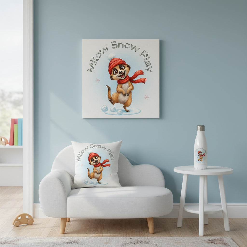 Milow Snow Play – Kuschelkissen 40×40 cm für Kinder mit liebevollem Wintermotiv