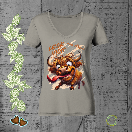 Wiesn Ladies V-Neck Shirt Damen mit frechem Spruch – lustiges Oktoberfest Outfit, Trachtenlook modern, Geschenkidee für Volksfest & Biergarten