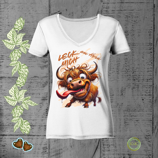 Wiesn Ladies V-Neck Shirt Damen mit frechem Spruch – lustiges Oktoberfest Outfit, Trachtenlook modern, Geschenkidee für Volksfest & Biergarten