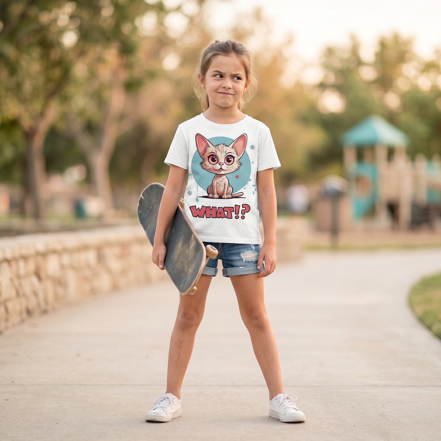 Kids Organic Shirt mit frechem Katzenmotiv