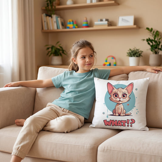 Freches Katzenkissen für Kinder 40x40cm