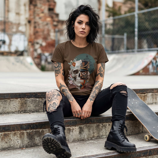 Skull-Artwork mit Steampunk Vintage- und Dark-Romance Elementen Unisex Shirt