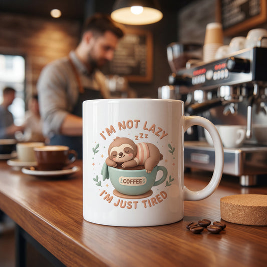 Nicht faul, nur müde Kaffeetasse
