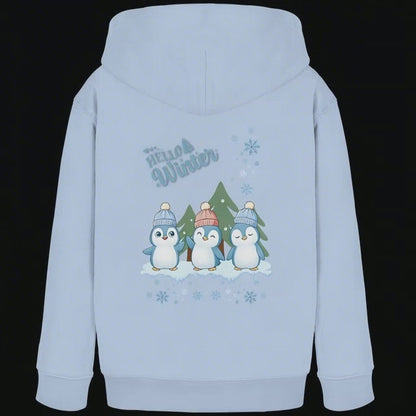 Hello Winter – Kinder Organic Hoodie mit Pinguintrio