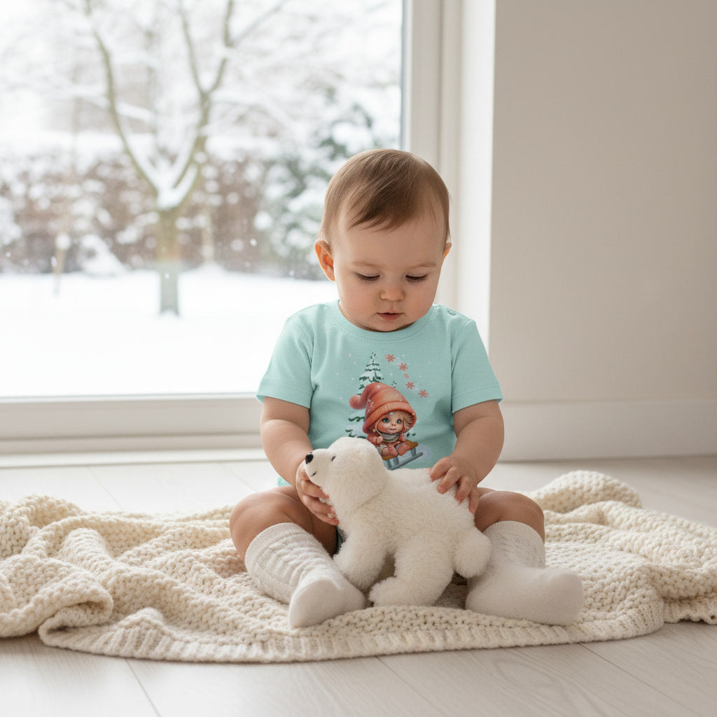 Baby Shirt Winter Schlittenmotiv