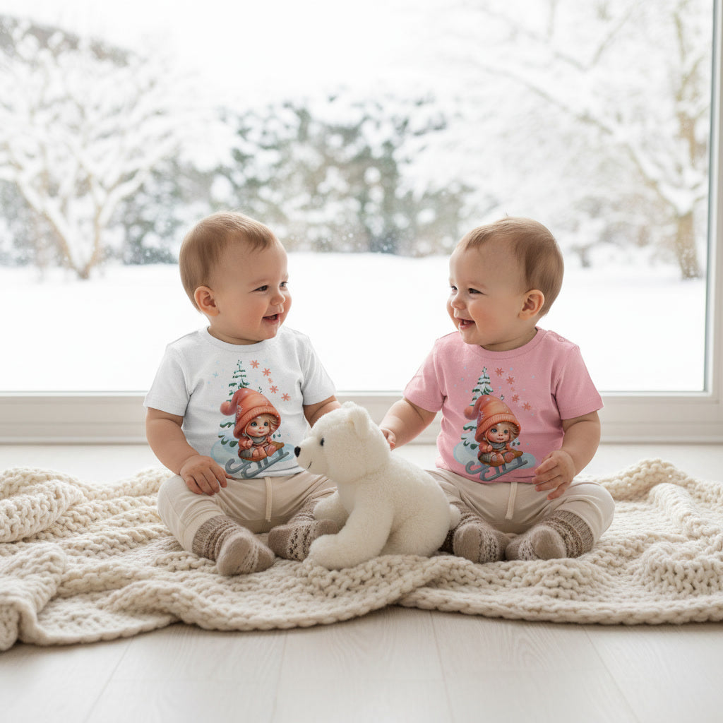 Baby Shirt Winter Schlittenmotiv