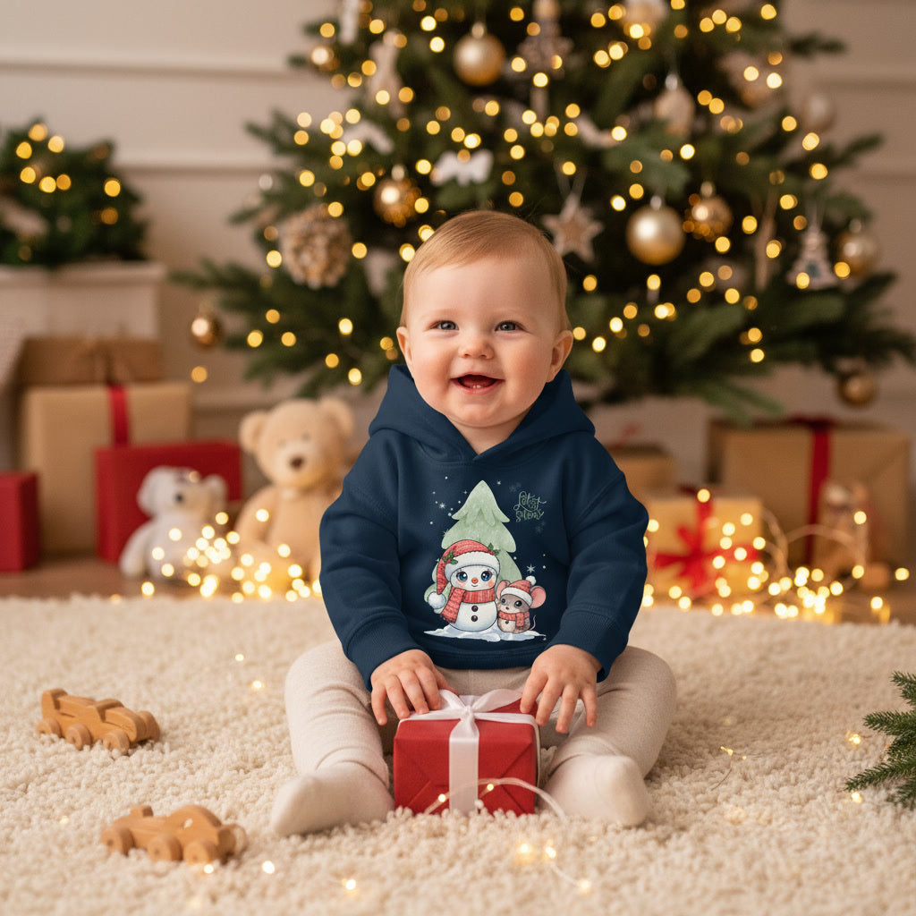 Baby Organic Hoodie Winter, mit Schneemann Motiv