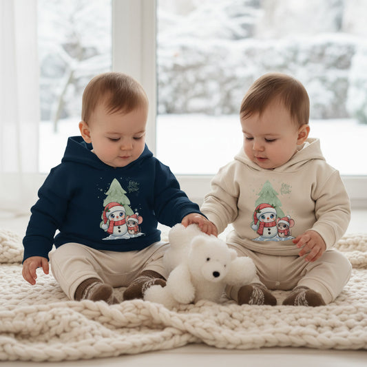 Baby Organic Hoodie Winter, mit Schneemann Motiv