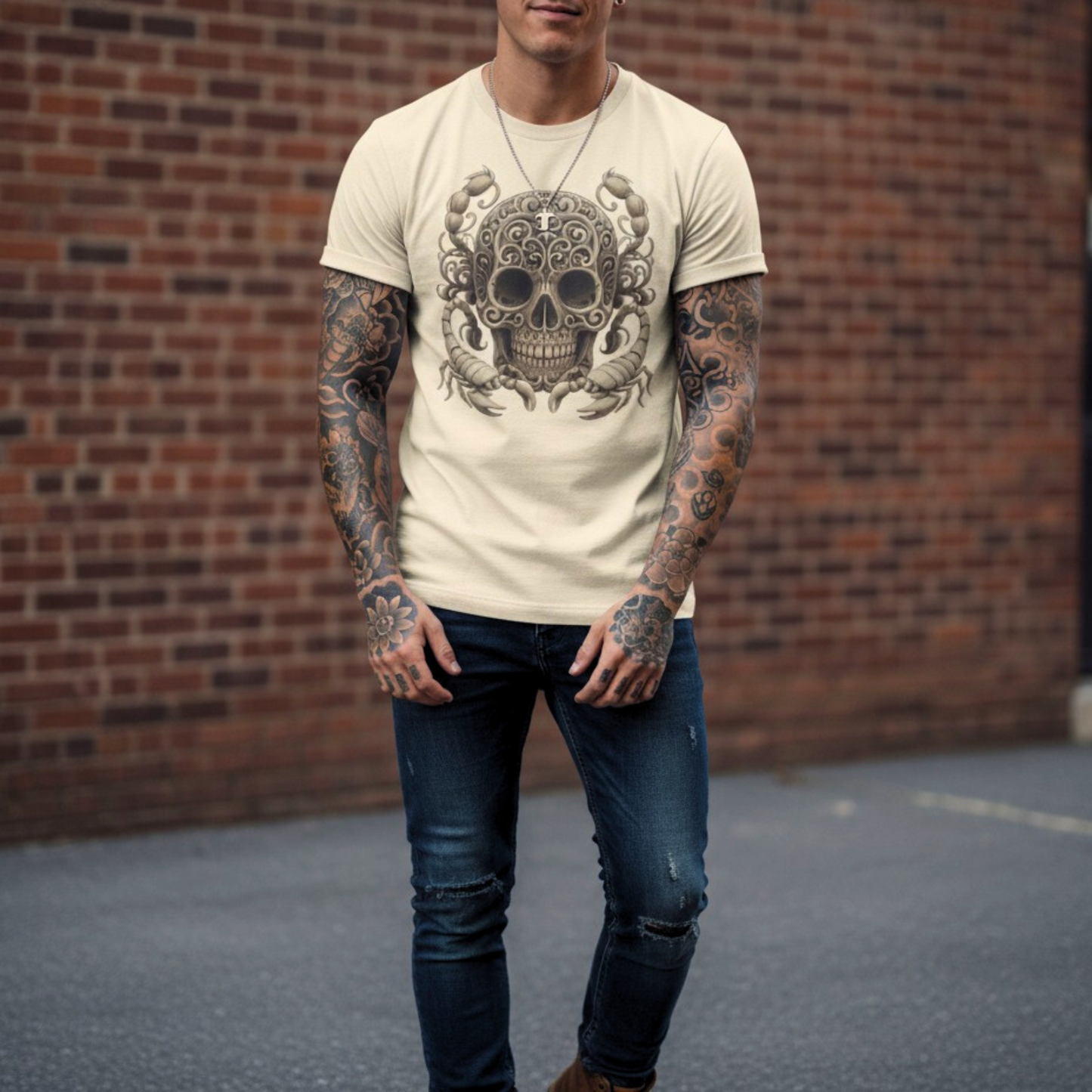 Inkanation – Skarabäus & Schädelkunst Oversized Organic Shirt