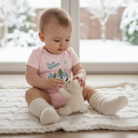 Hello Winter – Organic Baby Bodysuit mit Pinguinen