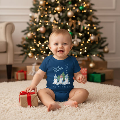 Hello Winter – Organic Baby Bodysuit mit Pinguinen