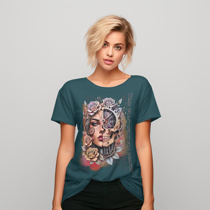 Fitted Ladies Organic Shirt mit kunstvollem Print