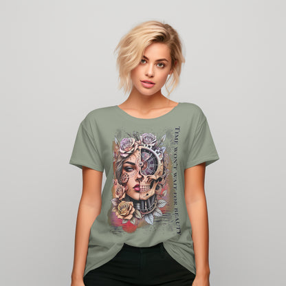 Fitted Ladies Organic Shirt mit kunstvollem Print