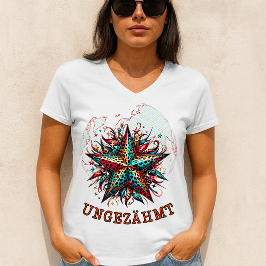 Ladies V-Neck Shirt – rebellischer Look