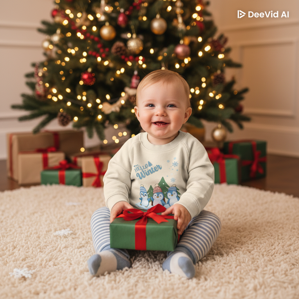 Hello Winter – Baby Organic Sweatshirt mit Pinguinen