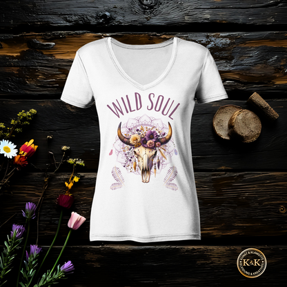 Boho Ladies V-Neck Shirt mit Wildsoul Spirit, modernes Outfit für Freigeister