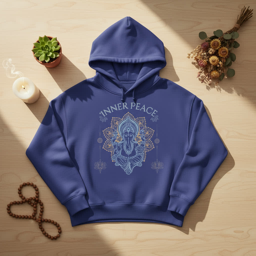 Womens Organic Boxcut Hoodie Inner Peace – Damen Hoodie im Boho Yoga Stil aus Bio-Baumwolle